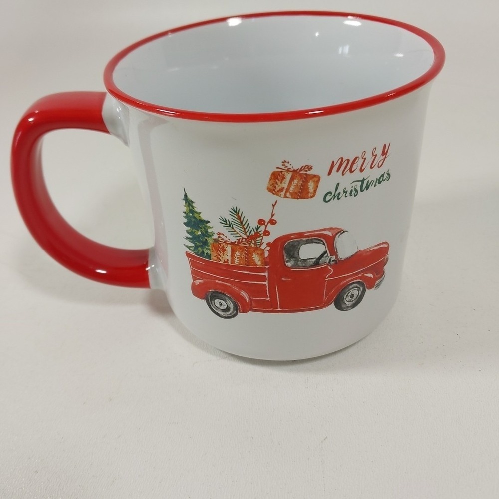 Merry Christmas Tree Red‎ Truck Holiday Mug Cup Coffee Or Tea